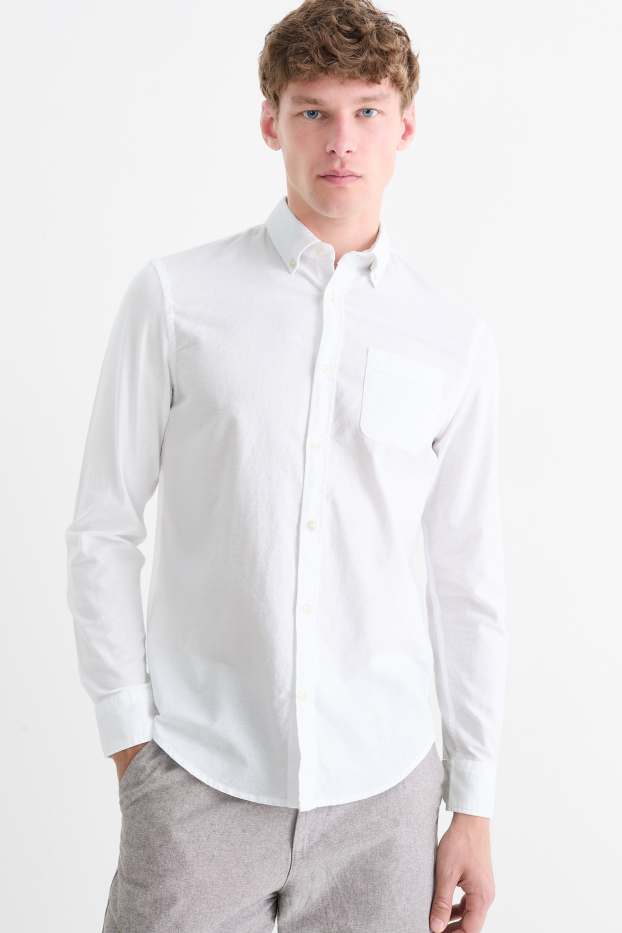 Herren - Hemd - Regular Fit - Button-down - weiss