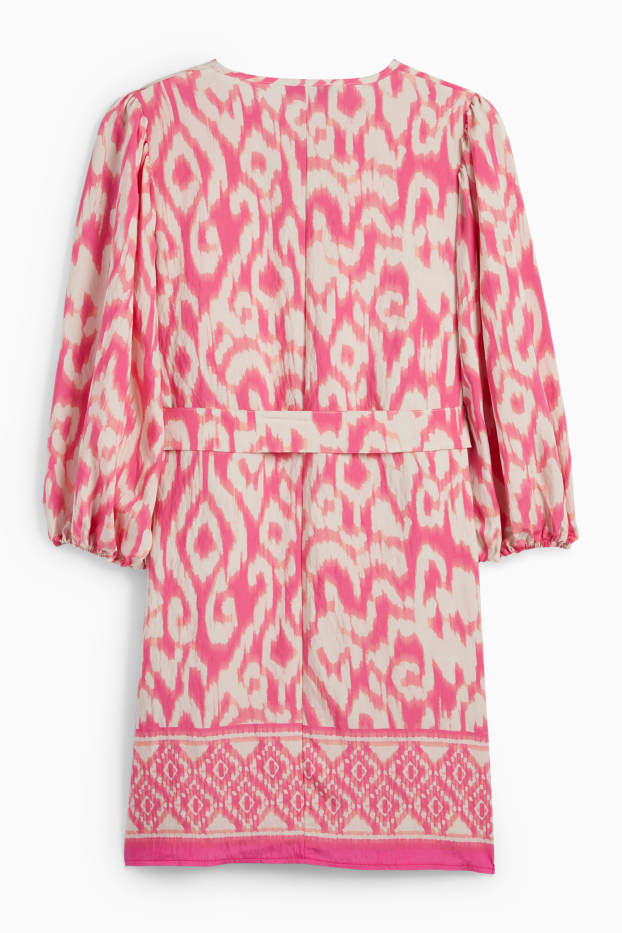 Femmes - Robe de coupe évasée - à motif - blanc / rose