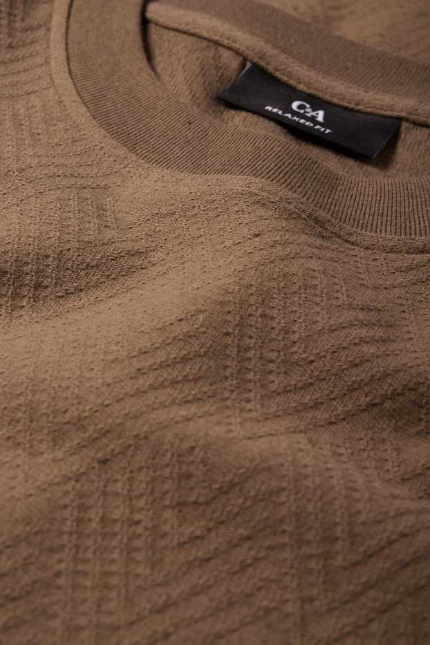 Heren - T-shirt - relaxed fit - met structuur - donkergroen