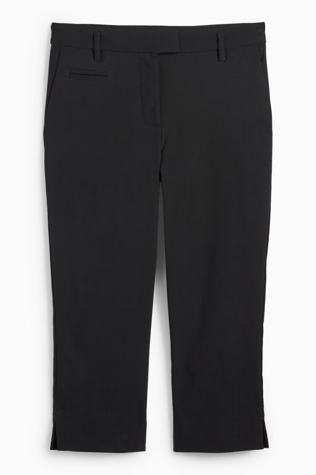 Dames - Capri broek - mid waist - slim fit - zwart