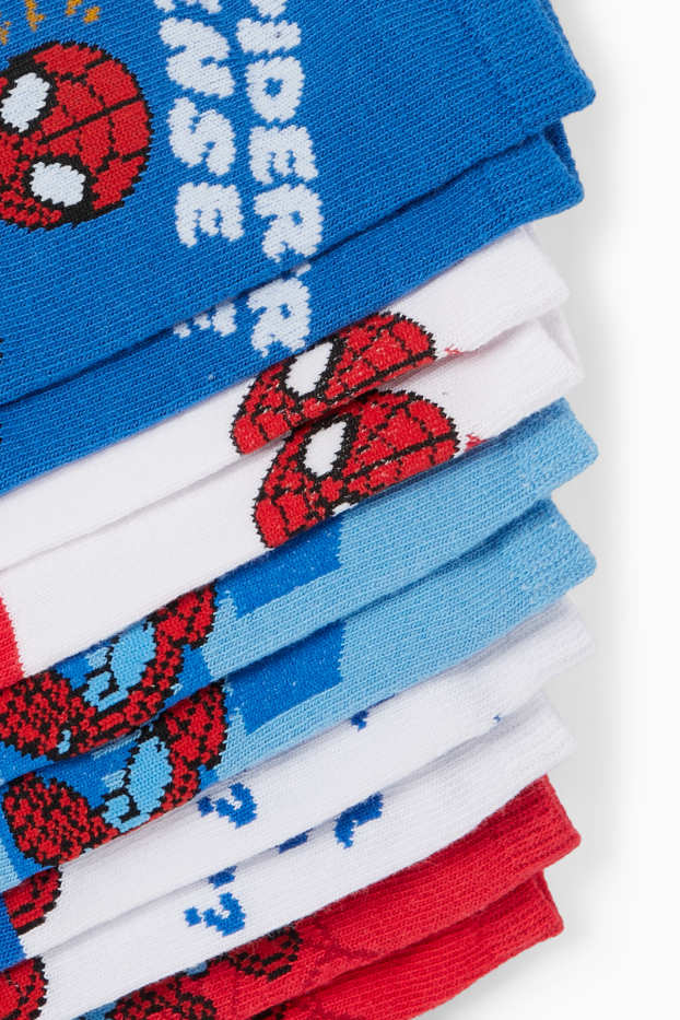 Children Boys - Multipack of 5 - Spider-Man - trainer socks with motif - blue