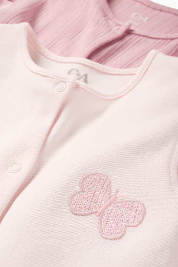 Baby Girls - Multipack of 2 - butterfly - baby sleepsuit - rose
