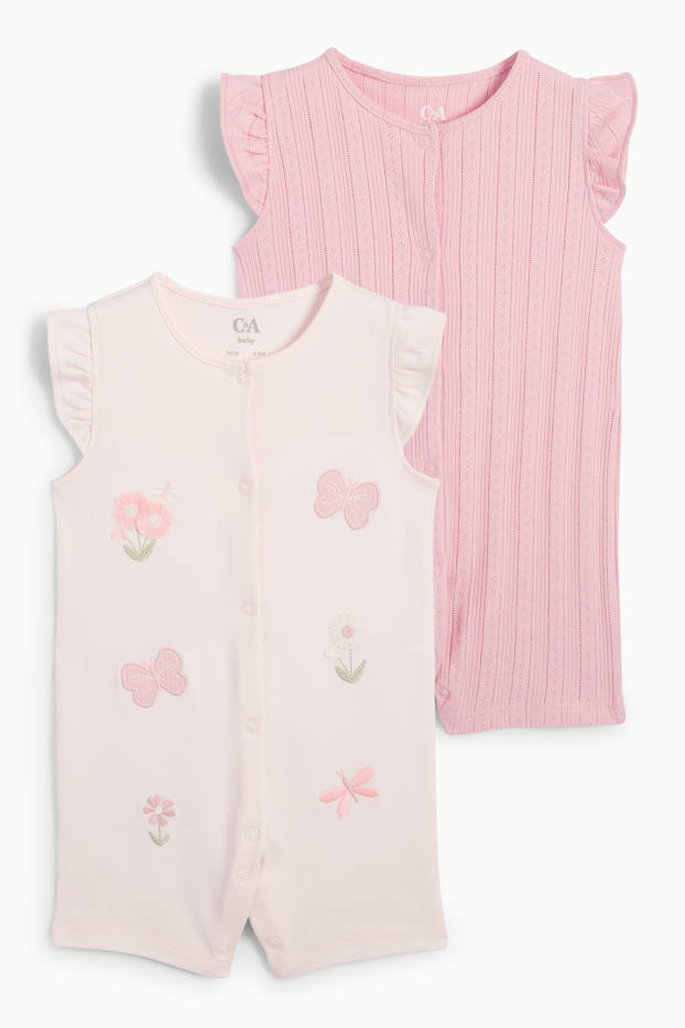 Baby Girls - Multipack of 2 - butterfly - baby sleepsuit - rose