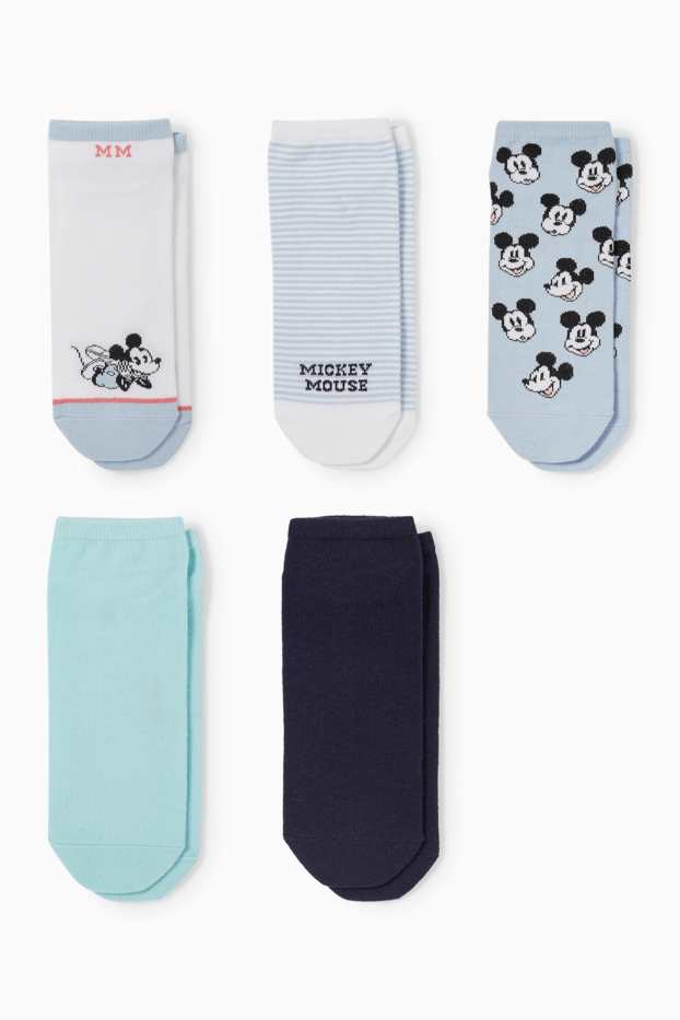 Femmes - Lot de 5 paires - chaussettes de sport à motif - Mickey Mouse - bleu