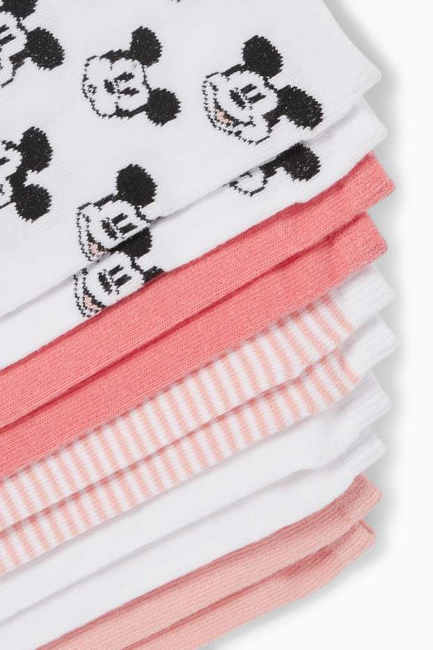Femmes - Lot de 5 paires - chaussettes de sport à motif - Mickey Mouse - rose