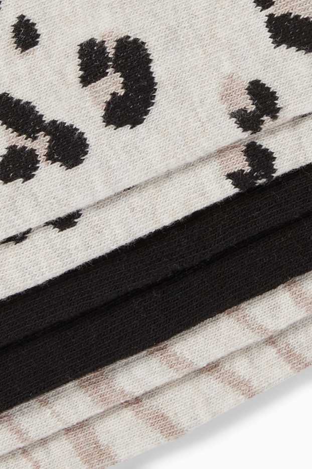 Donna - Confezione da 3 - calzini corti - con motivi - beige chiaro