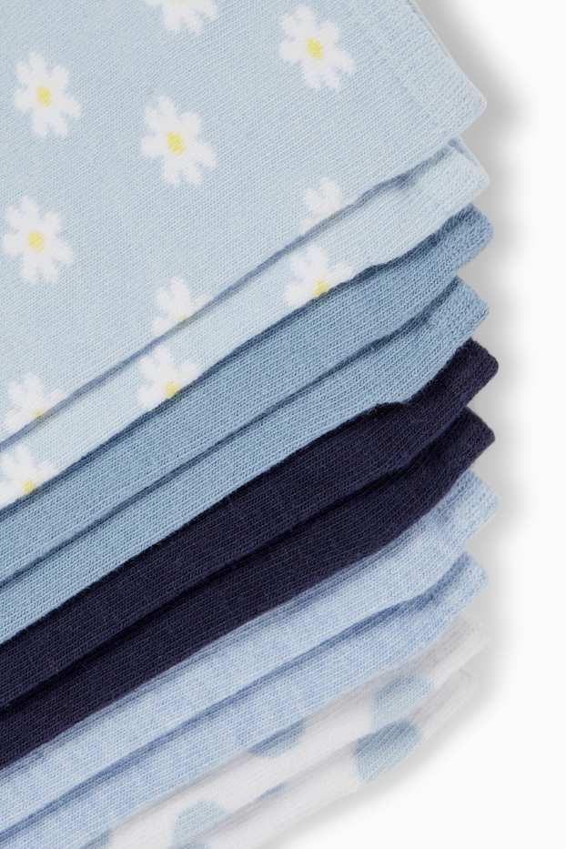 Women - Multipack of 5 - trainer socks - floral - blue