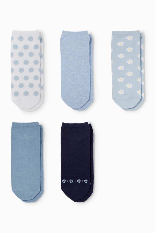 Women - Multipack of 5 - trainer socks - floral - blue