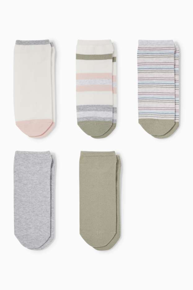 Damen - Multipack 5er - Sneakersocken - gestreift - grau