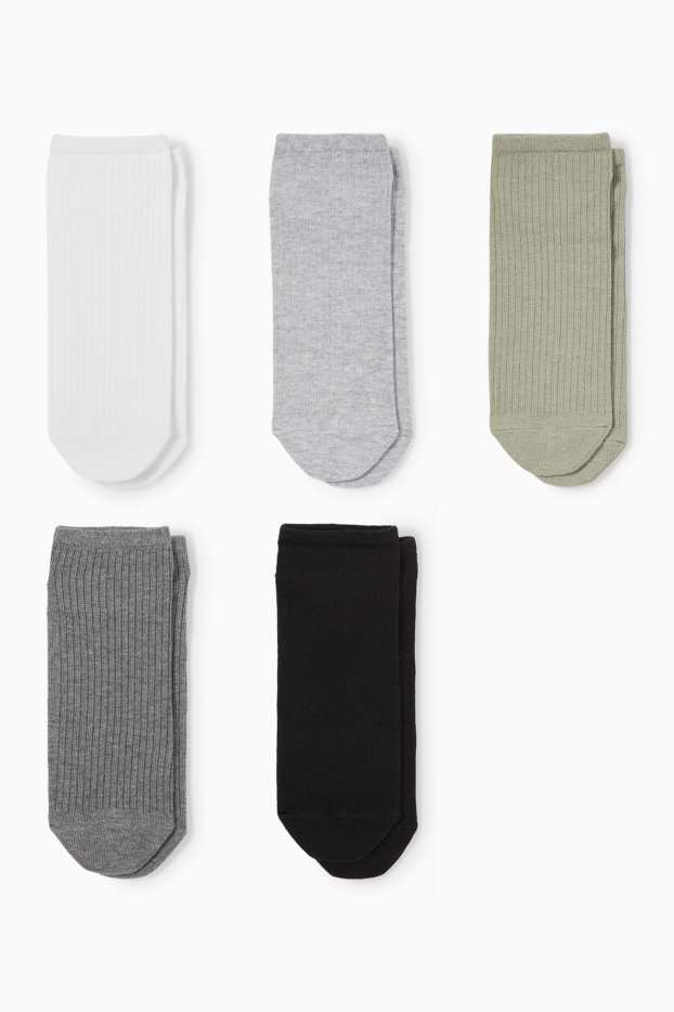 Damen - Multipack 5er - Sneakersocken - gerippt - grau