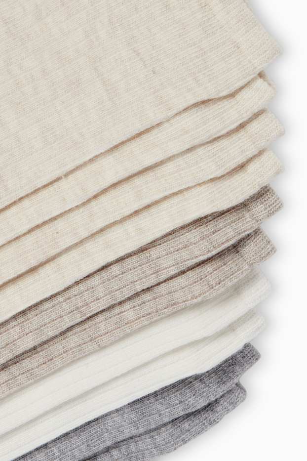 Women - Multipack of 5 - trainer socks - ribbed - light beige