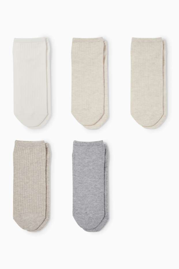 Women - Multipack of 5 - trainer socks - ribbed - light beige