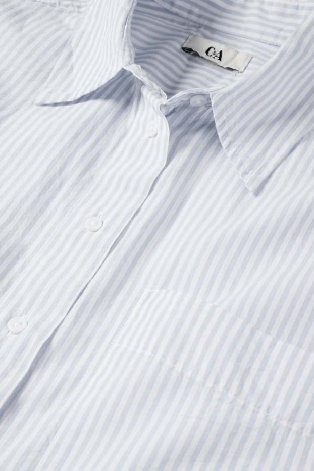 Damen - Bluse - gestreift - weiss / hellblau