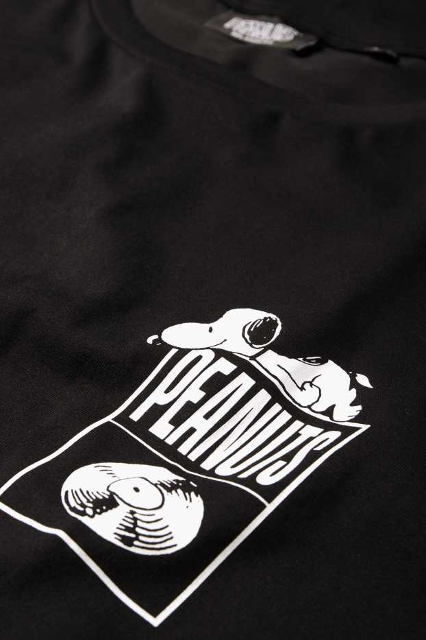 Pánské - Tričko - relaxed fit - Peanuts - černá