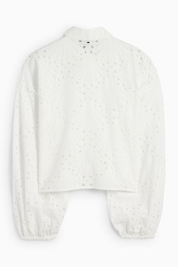 Femmes - Chemisier - broderie anglaise - blanc