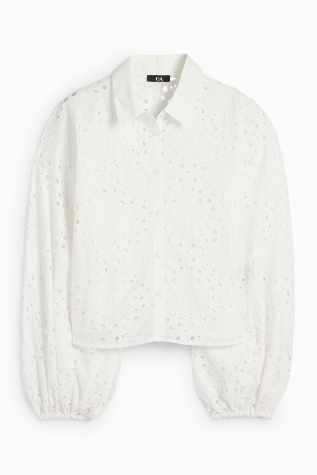 Femmes - Chemisier - broderie anglaise - blanc