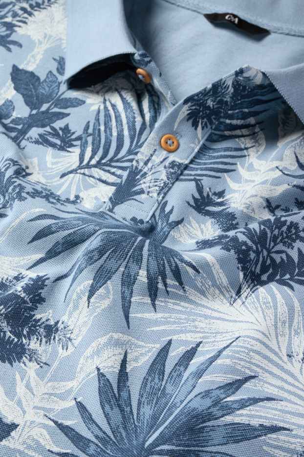 Herren - Poloshirt - gemustert - blau