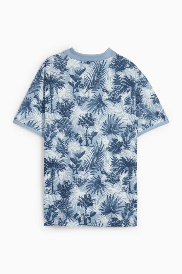 Herren - Poloshirt - gemustert - blau