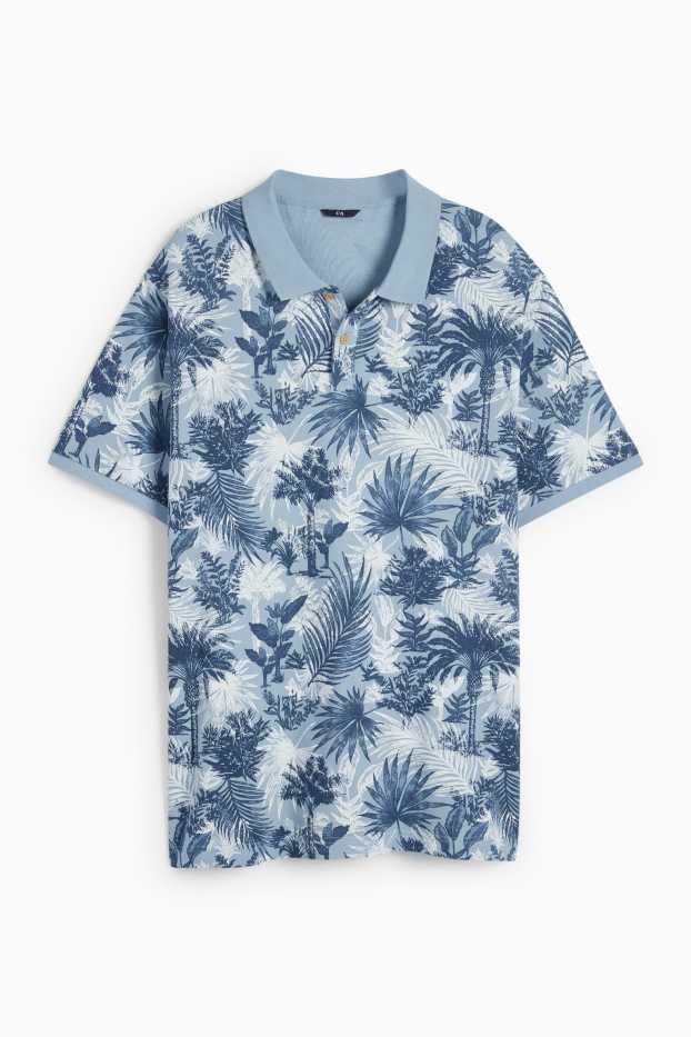 Herren - Poloshirt - gemustert - blau