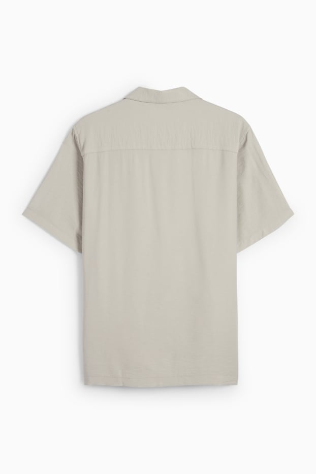 Pánské - Košile - regular fit - klopový límec - šedá