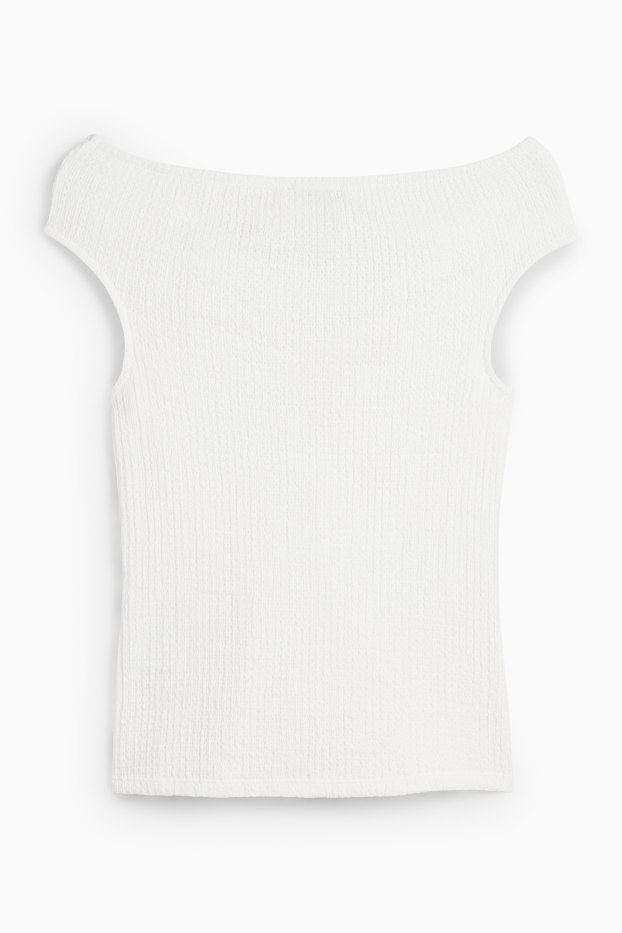 Donna - T-shirt - tessuto tramato - bianco