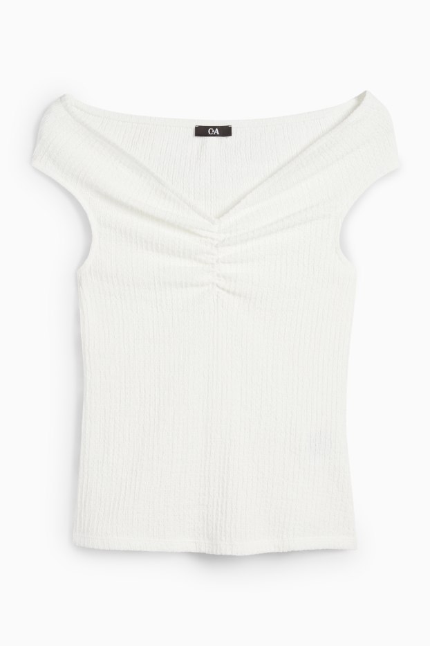 Donna - T-shirt - tessuto tramato - bianco
