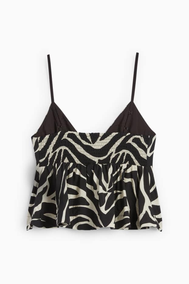 Dames - Korte top - met patroon - zwart / beige
