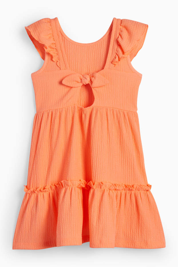 Kinderen: meisjes - Jurk - met structuur - neon oranje