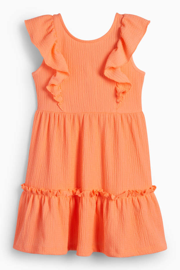 Kinderen: meisjes - Jurk - met structuur - neon oranje