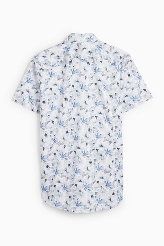 Hombre - Camisa de oficina - slim fit - Kent - blanco / azul claro