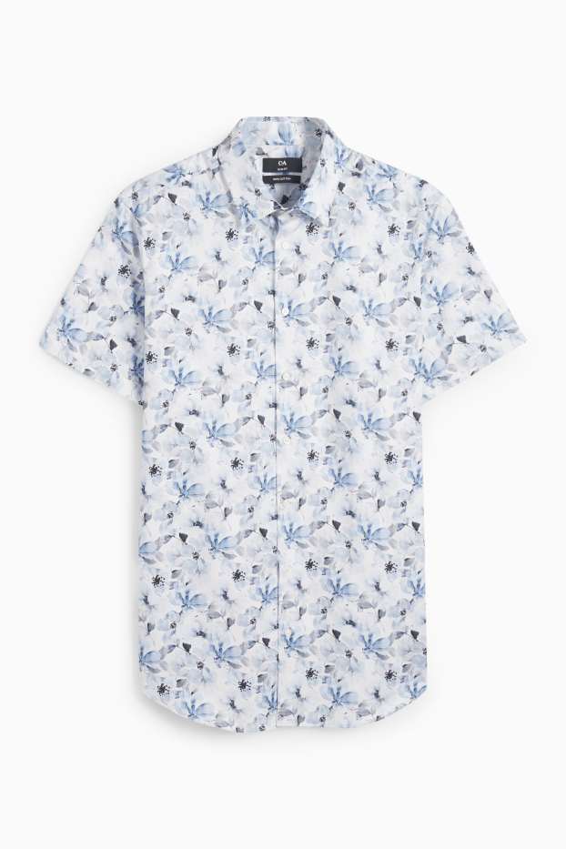 Hombre - Camisa de oficina - slim fit - Kent - blanco / azul claro