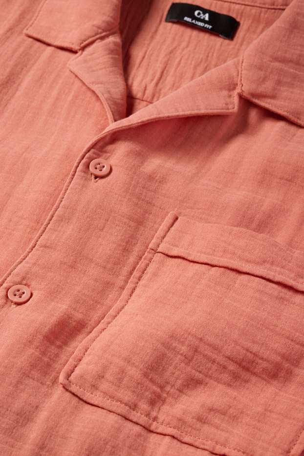 Herren - Musselin-Hemd - Relaxed Fit - Reverskragen - dunkelorange