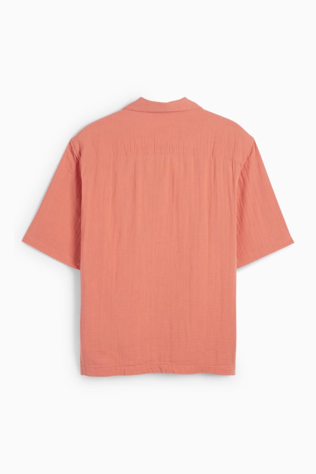 Herren - Musselin-Hemd - Relaxed Fit - Reverskragen - dunkelorange