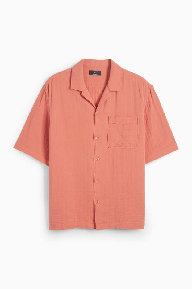 Herren - Musselin-Hemd - Relaxed Fit - Reverskragen - dunkelorange