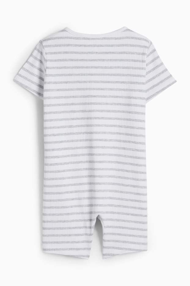 Unisex - Zebra - babypyjama - geribd - gestreept - lichtgrijs