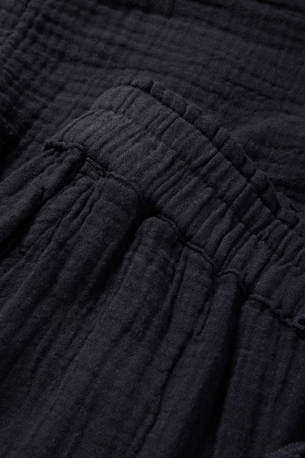 Women - Cloth trousers - high waist - wide leg - black