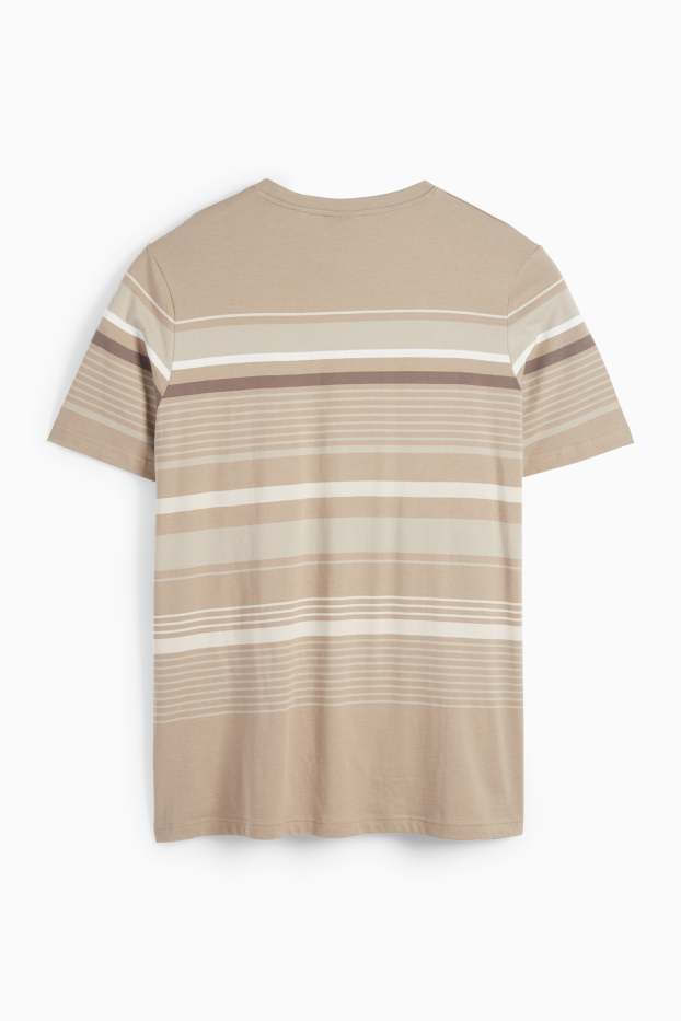 Uomo - T-shirt - regular fit- a righe - tortora