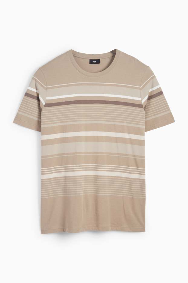 Uomo - T-shirt - regular fit- a righe - tortora