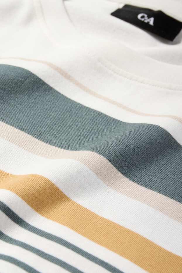 Pánské - Tričko - regular fit- pruhované - bílá