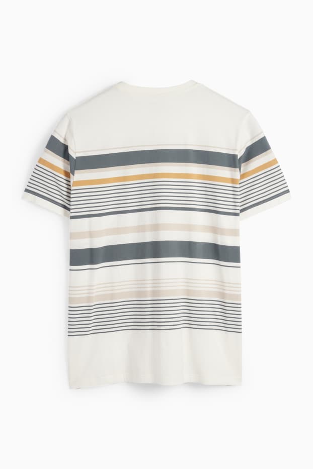 Pánské - Tričko - regular fit- pruhované - bílá