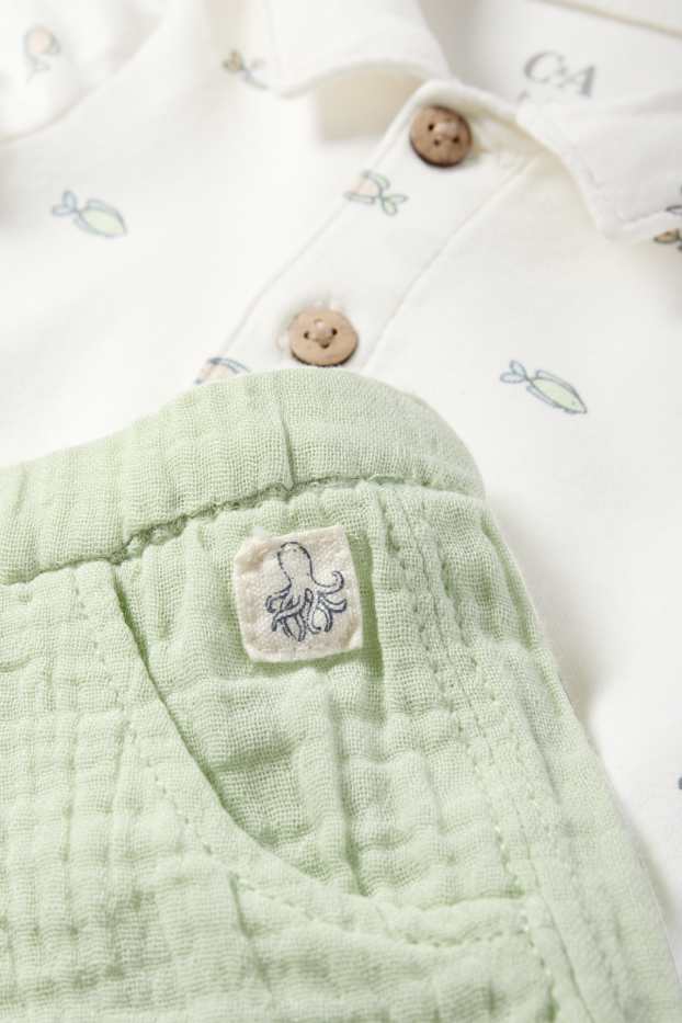 Baby: jongens - Vissen - baby-outfit - 2-delig - wit