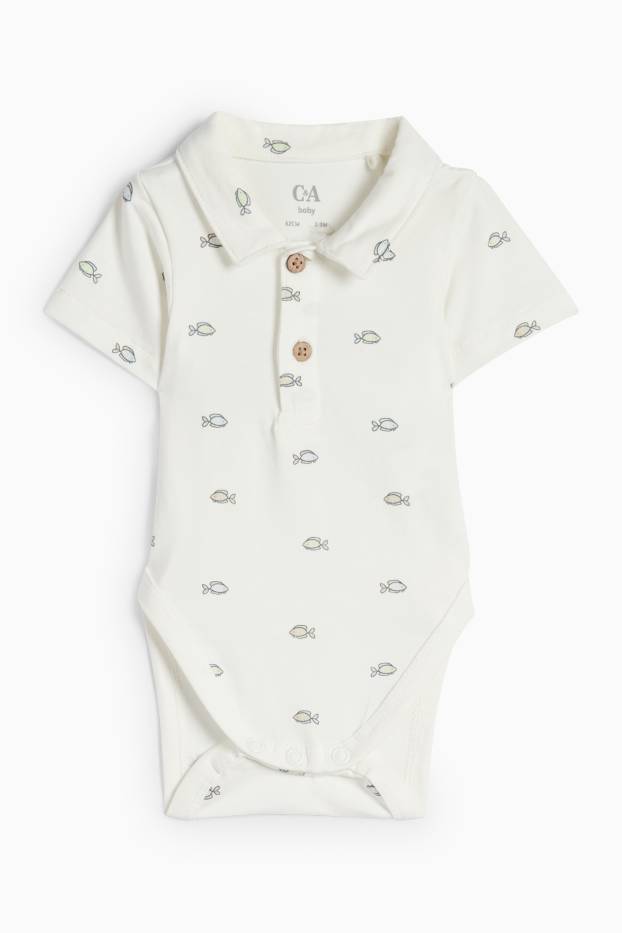 Baby: jongens - Vissen - baby-outfit - 2-delig - wit