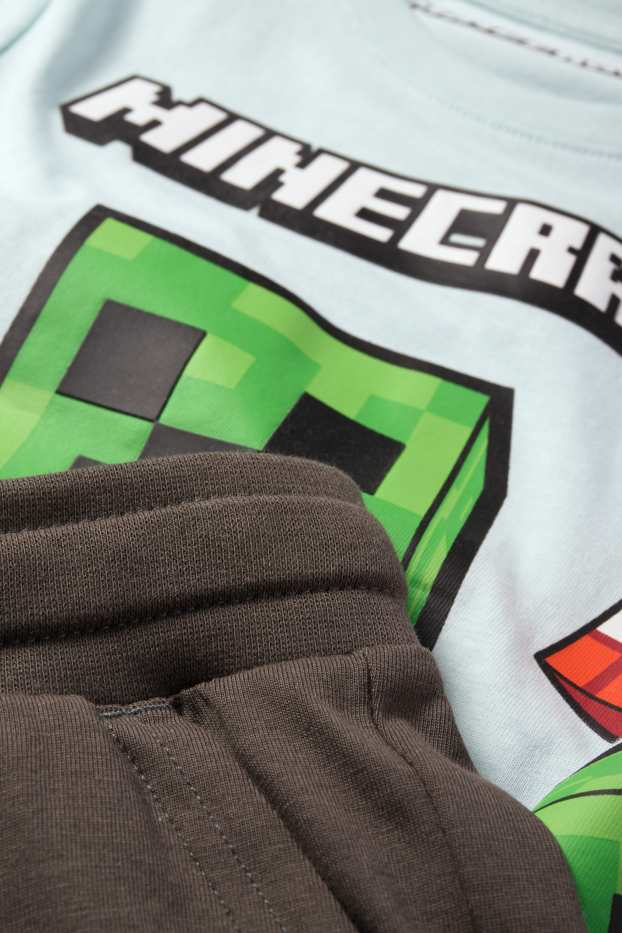 Copii - Băieți - Minecraft - set - tricou cu mânecă scurtă și pantaloni scurți - 2 piese - albastru deschis
