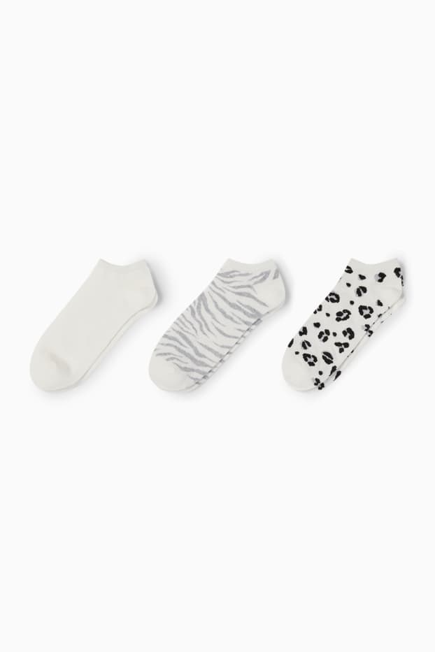 Women - Multipack of 3 - trainer socks - patterned - cremewhite