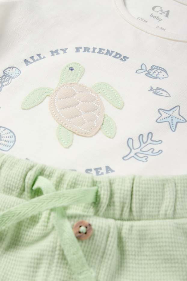 Baby Jungen - Schildkröte - Baby-Outfit - 3 teilig - mintgrün