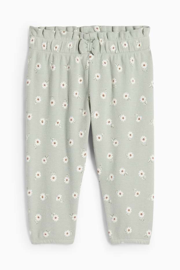 Baby: meisjes - Bloemetje - baby-outfit - 2-delig - crème wit