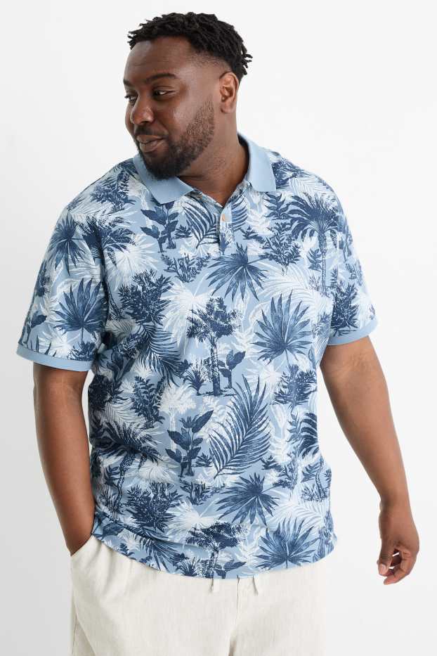 Herren - Poloshirt - gemustert - blau