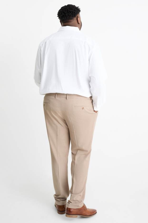 Pánské - Oblekové kalhoty - regular fit - stretch - béžová