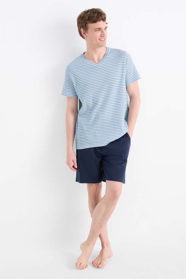 Bărbați - Pijama scurtă - albastru / albastru deschis