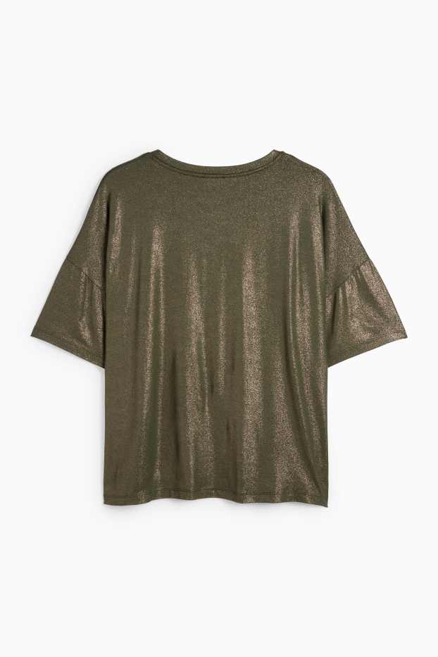 Damen - T-Shirt - glänzend - dunkelgrün